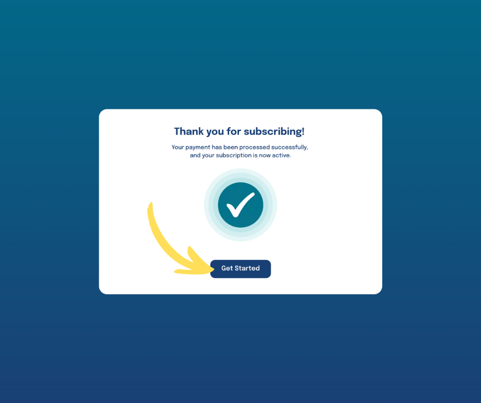 Get Started Payment Success page