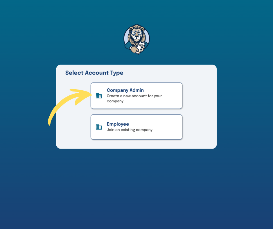 Select Admin Select Account Type
